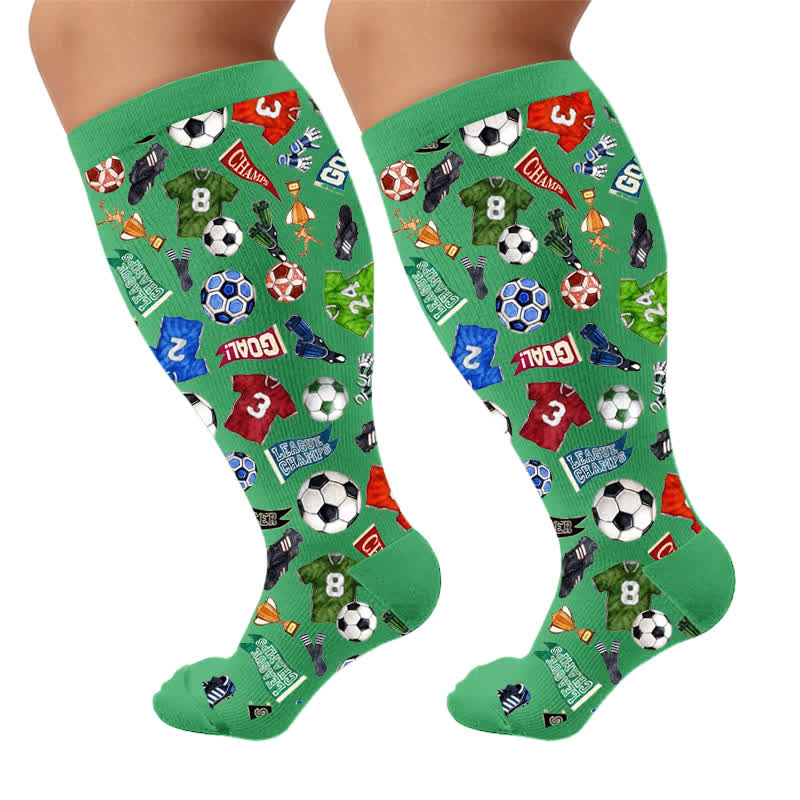 Plusock Plus Size Soccer Compression Socks - Green(1 Pair) - 4XL - image 6