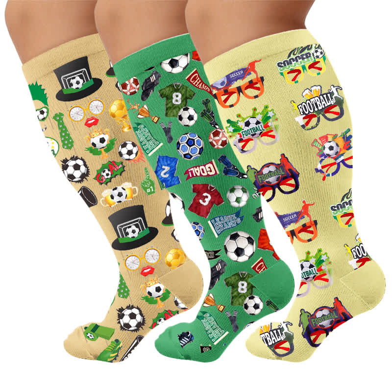 Plusock Plus Size Soccer Compression Socks - Multicolor(3 Pairs) - 4XL - image 1