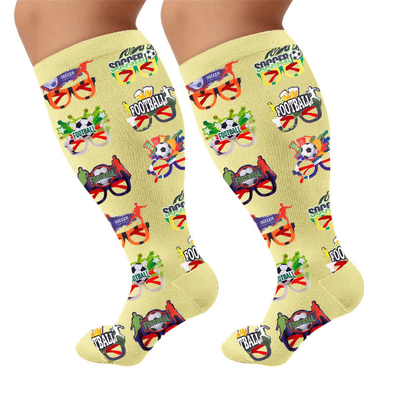 Plusock Plus Size Soccer Compression Socks - Yellow(1 Pair) - 4XL - image 7