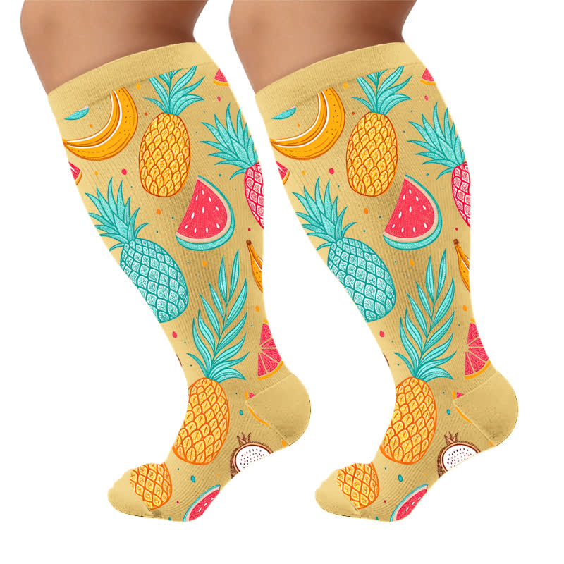 Plusock Plus Size Fruit Compression Socks - Yellow(1 Pair) - 4XL - image 5