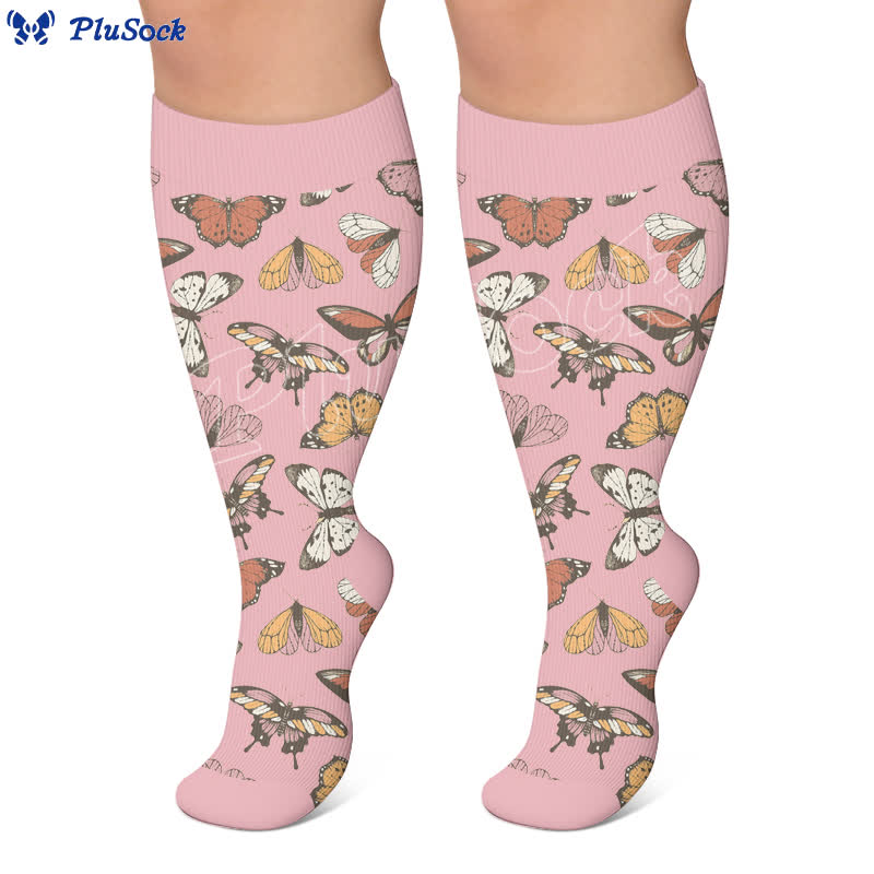 Plusock Plus Size Colorful Butterfly Compression Socks - image 3