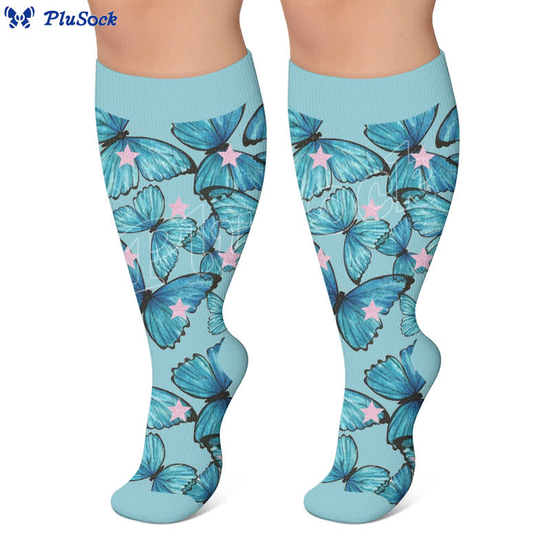 Plusock Plus Size Colorful Butterfly Compression Socks - image 2