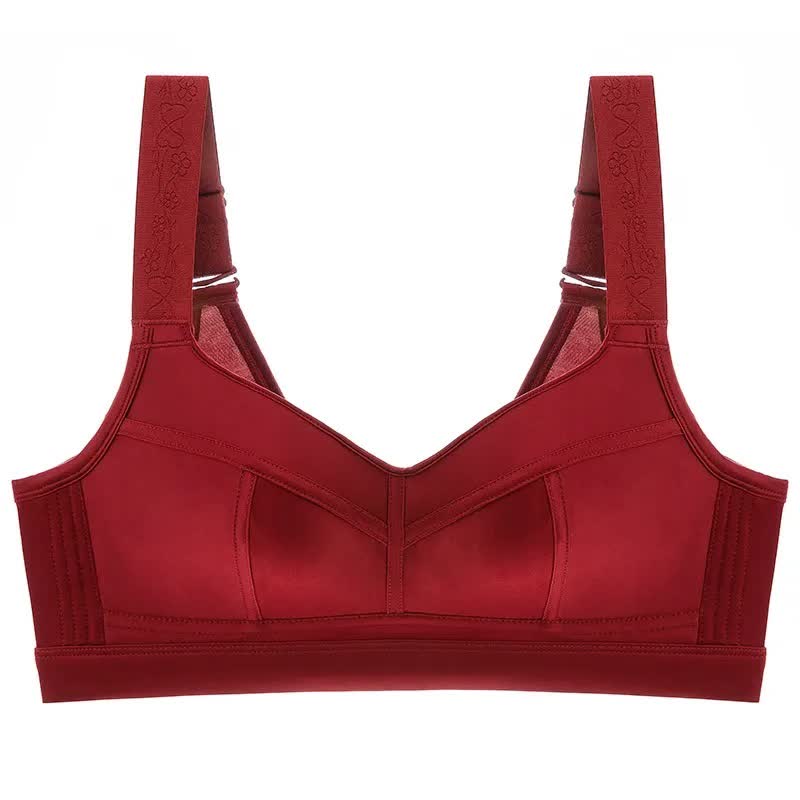 Plusock Wide Strap Support Wireless Bra - Red - 52 - E - image 4