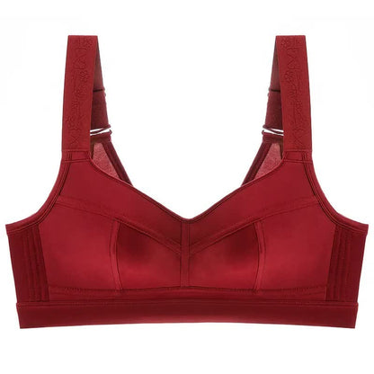 Plusock Wide Strap Support Wireless Bra - Red - 52 - E - image 4