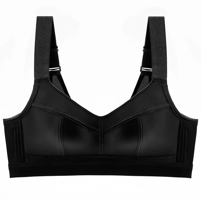 Plusock Wide Strap Support Wireless Bra - Black - 52 - E - image 3