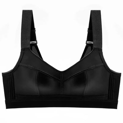 Plusock Wide Strap Support Wireless Bra - Black - 52 - E - image 3