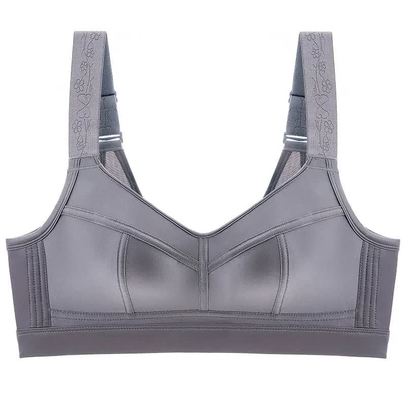 Plusock Wide Strap Support Wireless Bra - Grey - 52 - E - image 5
