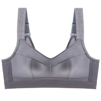 Plusock Wide Strap Support Wireless Bra - Grey - 52 - E - image 5