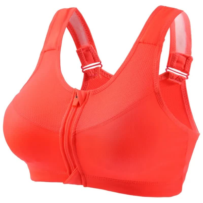 Plusock Front Zip Support Sport Wireless Bra(2 Packs) - Orange - 5XL - image 8