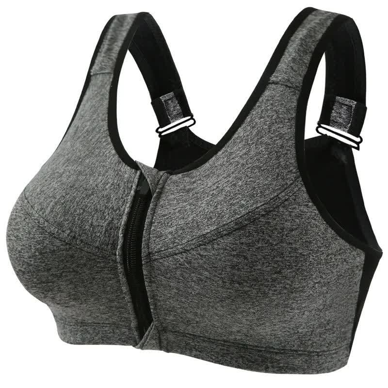 Plusock Front Zip Support Sport Wireless Bra(2 Packs) - Grey - 5XL - image 9