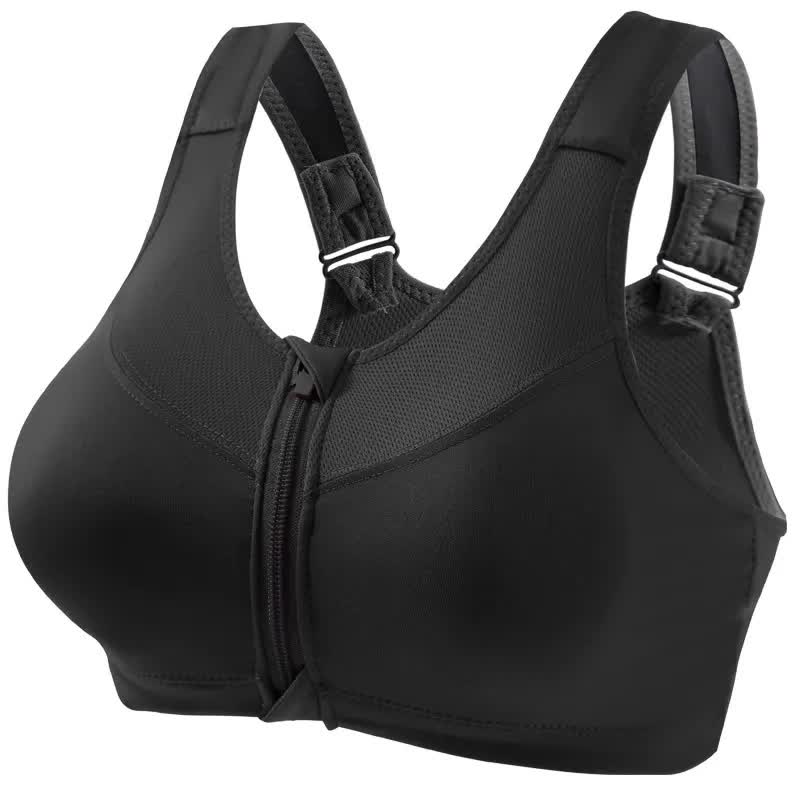 Plusock Front Zip Support Sport Wireless Bra(2 Packs) - Black - 5XL - image 10