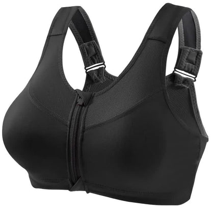 Plusock Front Zip Support Sport Wireless Bra(2 Packs) - Black - 5XL - image 10