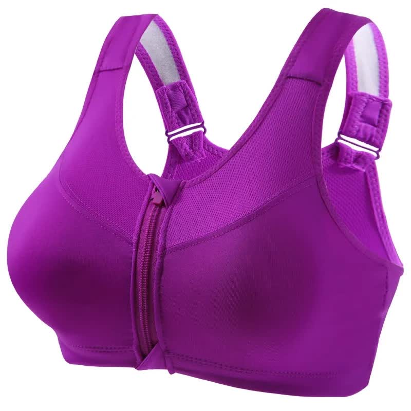 Plusock Front Zip Support Sport Wireless Bra(2 Packs) - Purple - 5XL - image 11