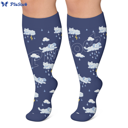 Plusock Plus Size Whimsical Cat Compression Socks - image 4