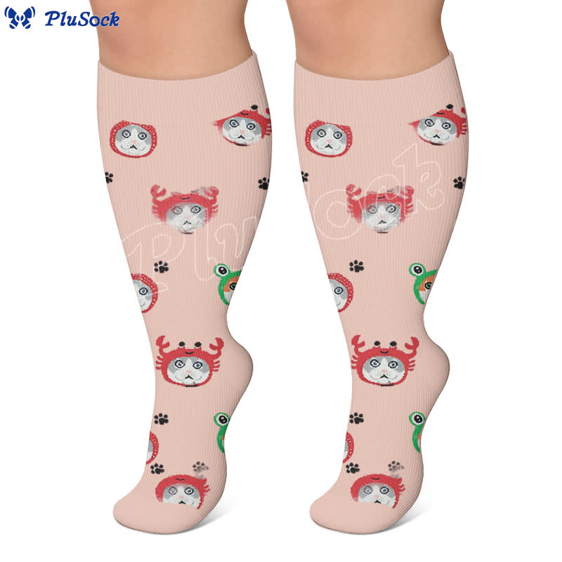 Plusock Plus Size Cute Cat Music Compression Socks - image 4