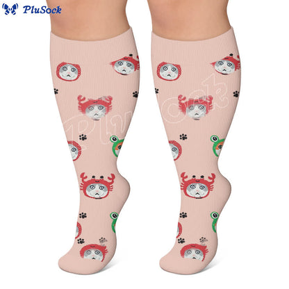 Plusock Plus Size Cute Cat Music Compression Socks - image 4