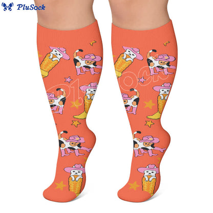 Plusock Plus Size Cute Cat Music Compression Socks - image 3