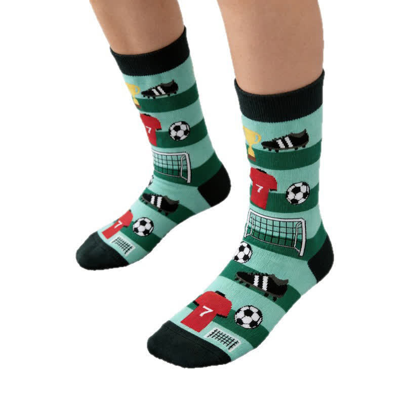 Plusock Soccer Stripe Cotton Quarter Socks(3 Pairs) - Green - EU39-44(US6-10) - image 2