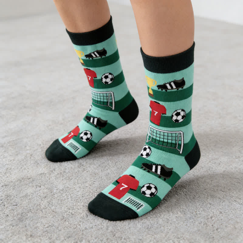 Plusock Soccer Stripe Cotton Quarter Socks(3 Pairs) - image 4