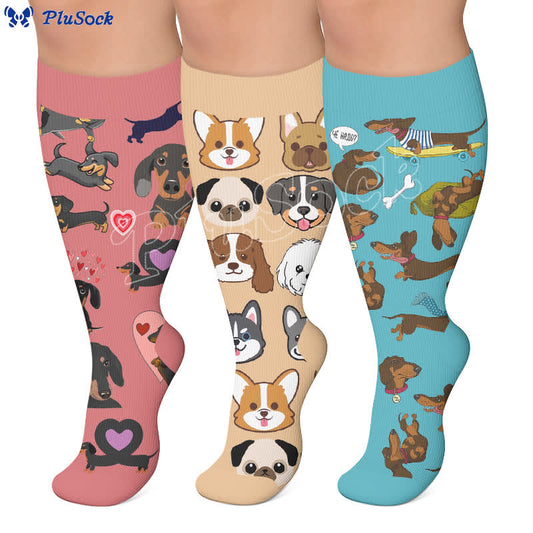 Plusock Plus Size Lazy Dachshund Compression Socks - image 0
