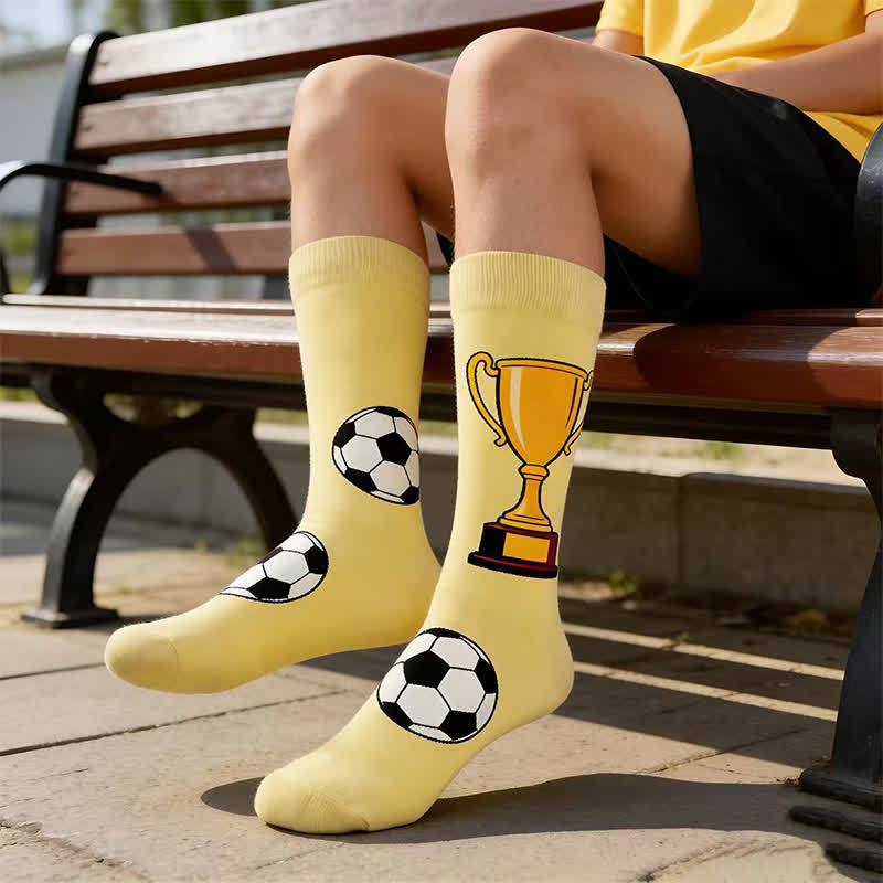 Plusock Trendy Soccer Pattern Quarter Socks (5 Pairs) - image 1