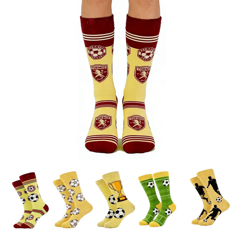 Plusock Trendy Soccer Pattern Quarter Socks (5 Pairs) - image 0