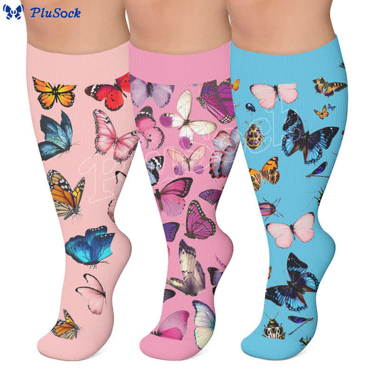 Plusock Plus Size Sweet Butterfly Compression Socks - image 0