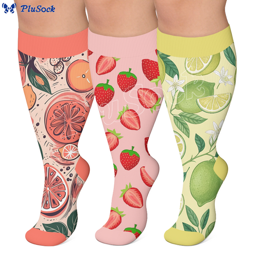 Plusock Plus Size Playful Citrus Compression Socks - image 0