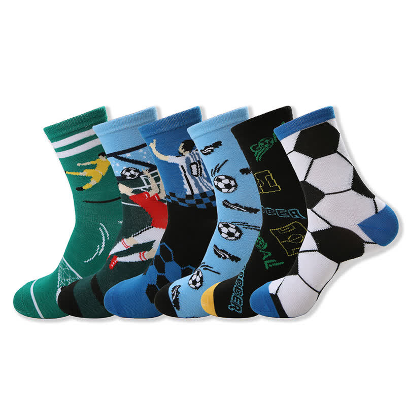 Plusock Casual Soccer Print Quarter Socks (6 Pairs) - Multicolor - EU39-44(US6-10) - image 1