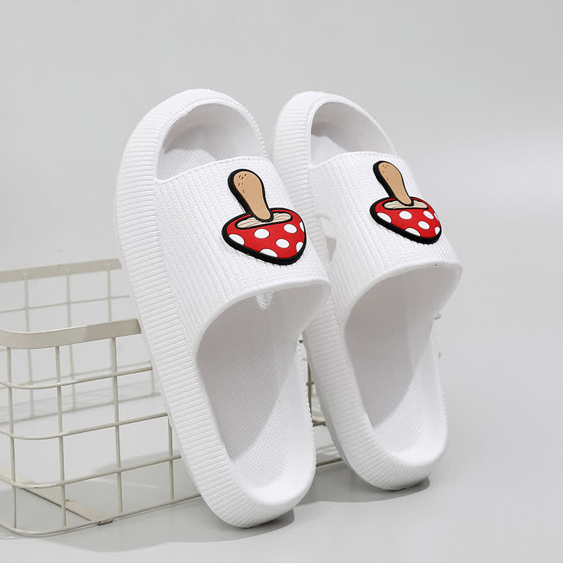 Plusock Cushioned Mushroom Charm Platform Slippers - White - EU44-45(US10-11) - image 2