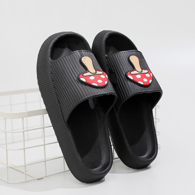 Plusock Cushioned Mushroom Charm Platform Slippers - Black - EU44-45(US10-11) - image 3