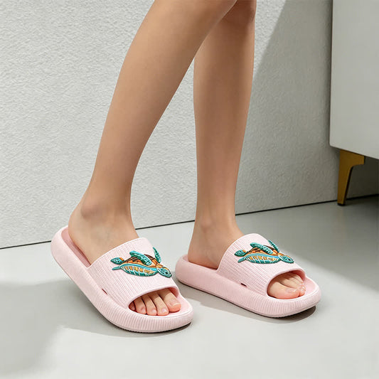Plusock Soft Cushioned Turtle Slide Slippers - image 0