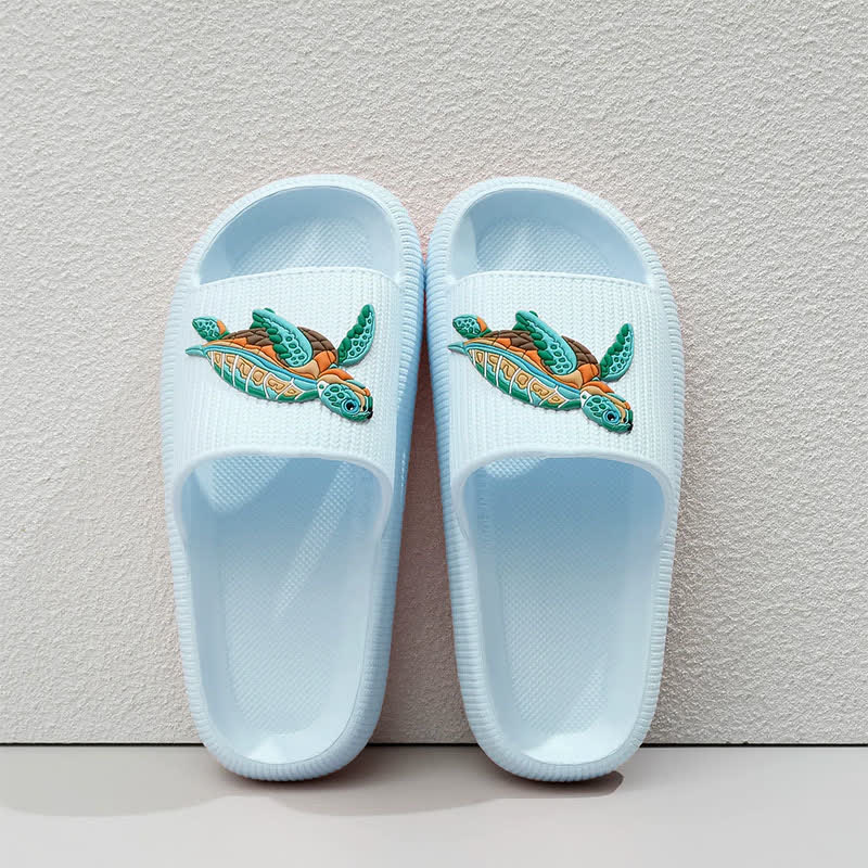 Plusock Soft Cushioned Turtle Slide Slippers - Blue - EU44-45(US10-11) - image 9