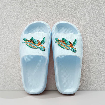 Plusock Soft Cushioned Turtle Slide Slippers - Blue - EU44-45(US10-11) - image 9