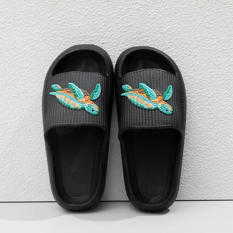 Plusock Soft Cushioned Turtle Slide Slippers - Black - EU44-45(US10-11) - image 5
