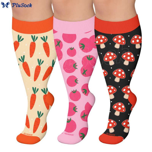 Plusock Plus Size Mushroom Tomato Compression Socks - image 0