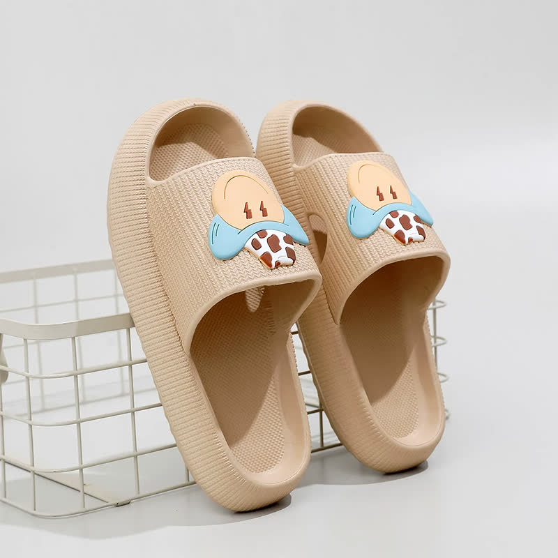 Plusock Smiley Denim Charm Cloud Cushion Slippers - Khaki - EU44-45(US10-11) - image 5