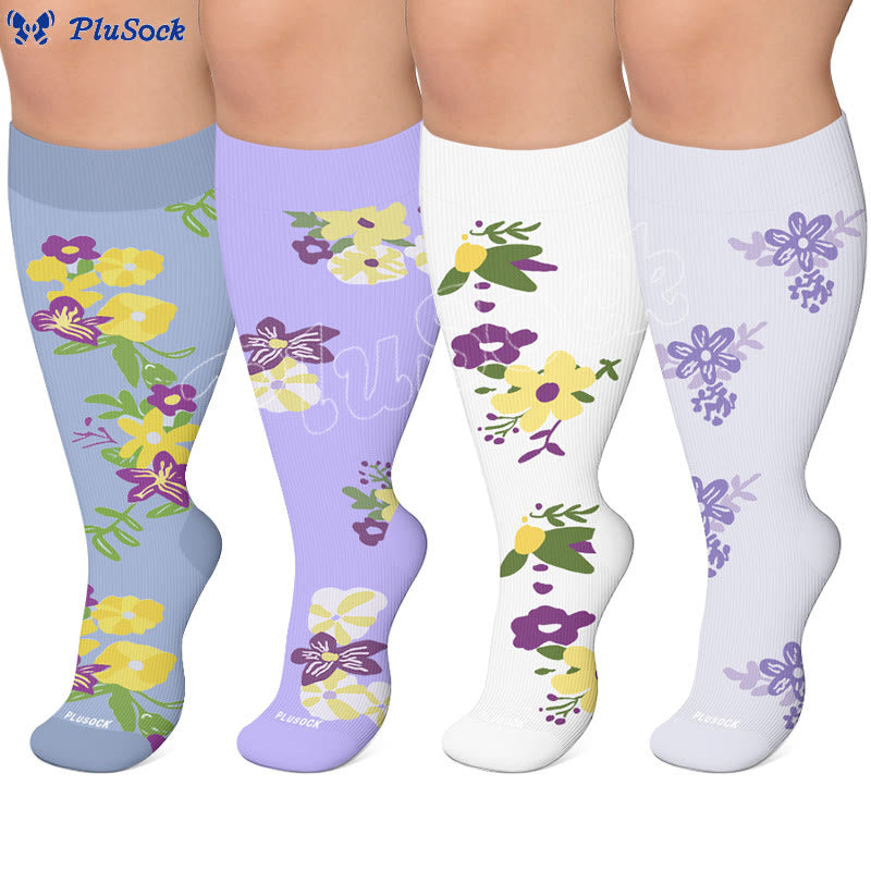 Plusock Plus Size Floral Compression Socks - image 0