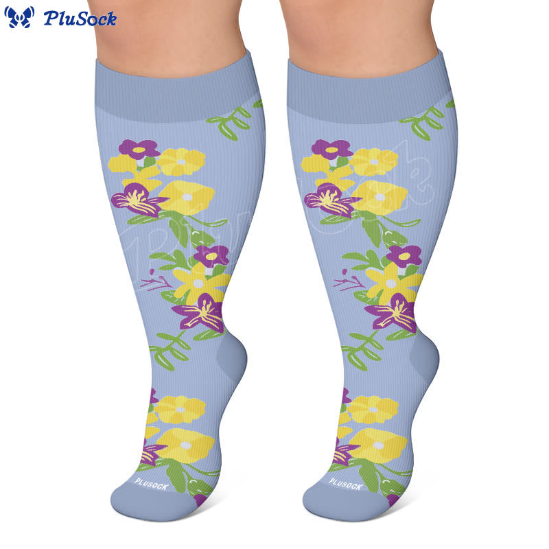Plusock Plus Size Floral Compression Socks - image 3