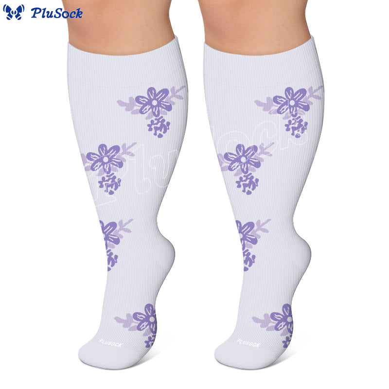 Plusock Plus Size Floral Compression Socks - image 2