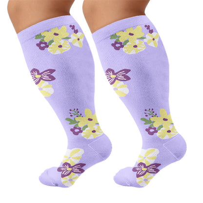Plusock Plus Size Floral Compression Socks - Purple - 4XL - image 8