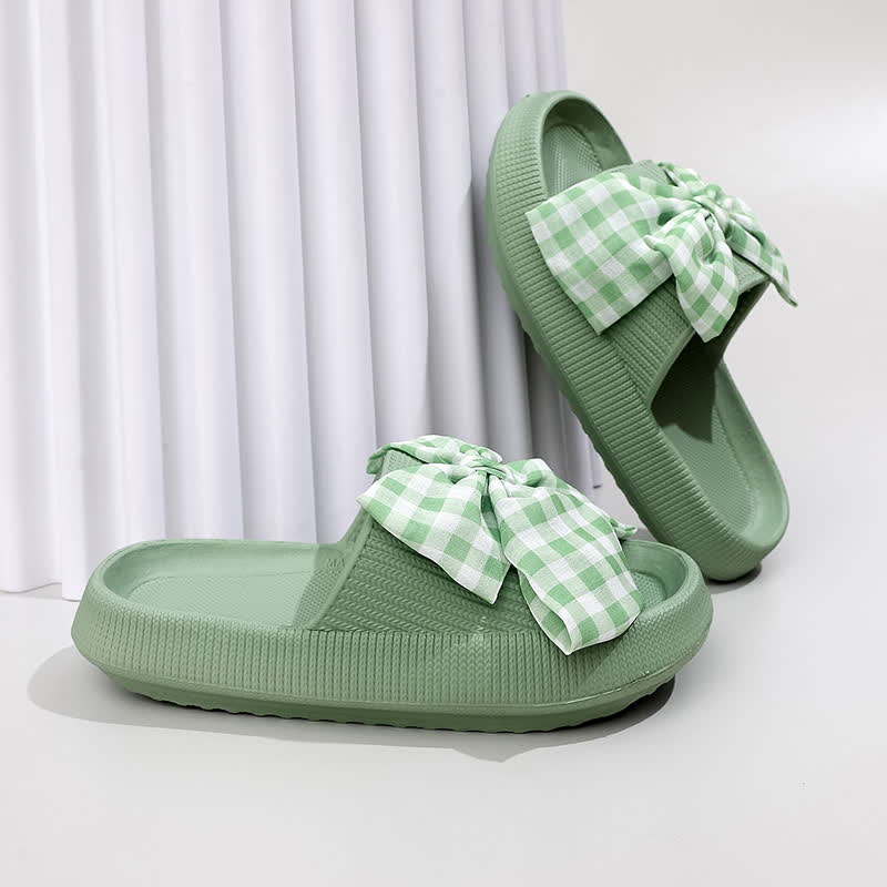 Plusock Bow Check Platform Slippers - Green - EU44-45(US10-11) - image 3