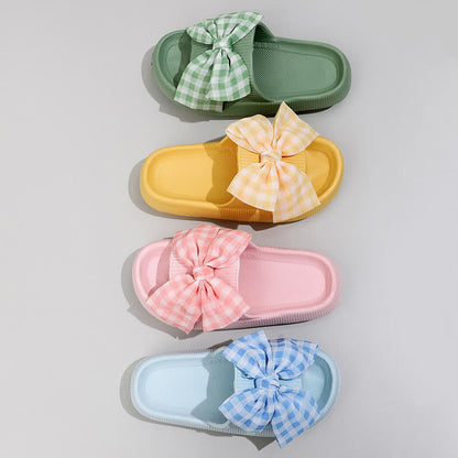 Plusock Bow Check Platform Slippers - image 1