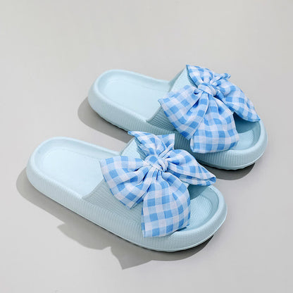 Plusock Bow Check Platform Slippers - Blue - EU44-45(US10-11) - image 4