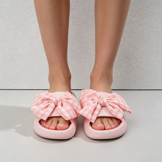 Plusock Bow Check Platform Slippers - image 0