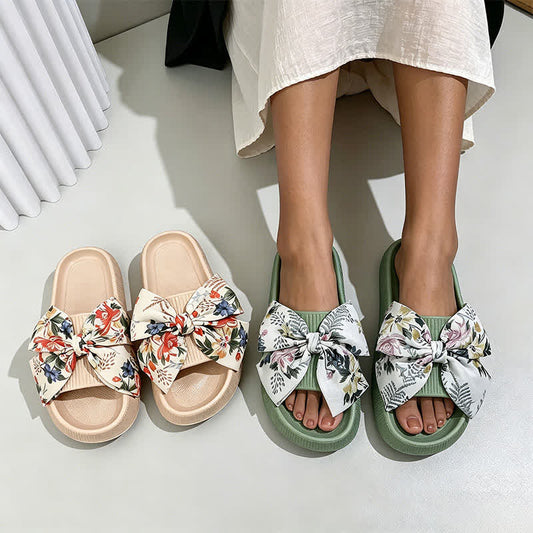 Plusock Floral Bow Platform Slippers - image 0