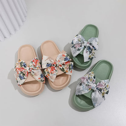 Plusock Floral Bow Platform Slippers - image 1