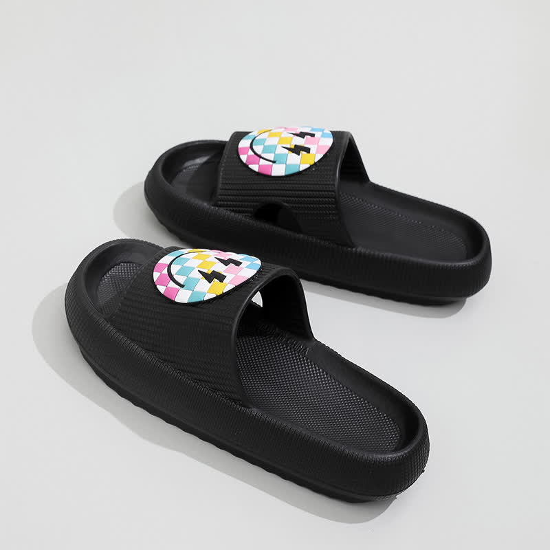 Plusock Rainbow Smiley Thick Sole Slide Slippers - Black - EU44-45(US10-11) - image 7