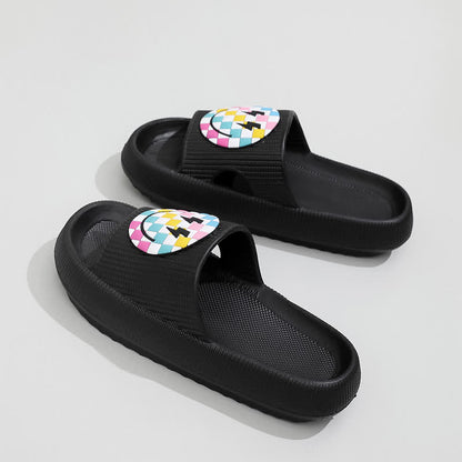 Plusock Rainbow Smiley Thick Sole Slide Slippers - Black - EU44-45(US10-11) - image 7