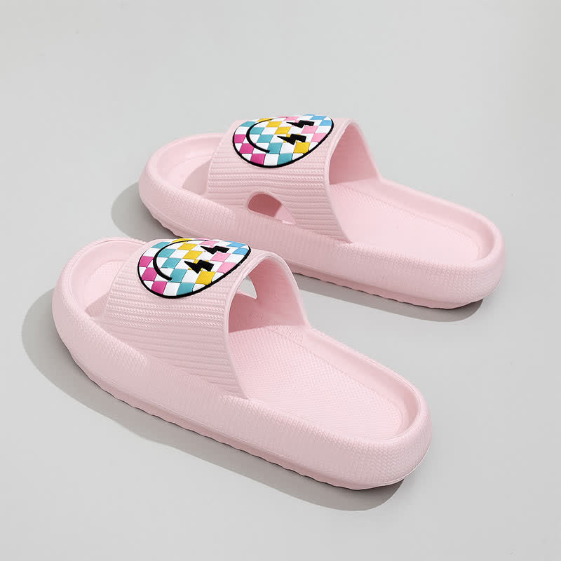 Plusock Rainbow Smiley Thick Sole Slide Slippers - Pink - EU44-45(US10-11) - image 8